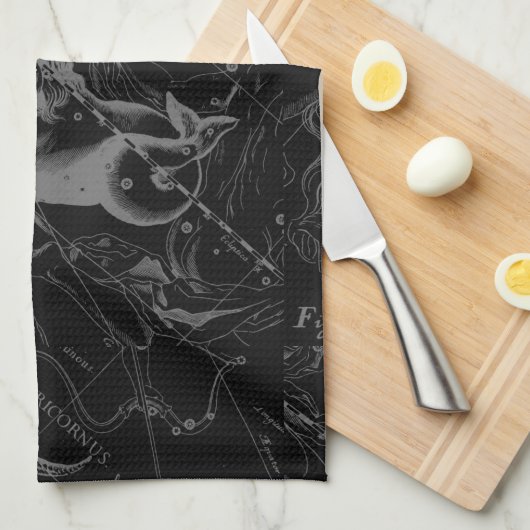 Capricorn Constellation Map Hevelius Graving Handtuch (Viertel Falte)