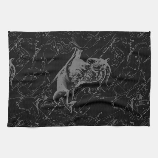 Capricorn Constellation Map Hevelius Graving Handtuch (Horizontal)