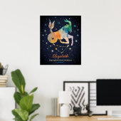 Capricorn Constellation Zodiac Aquarellgalaxie Poster (Heimbüro)