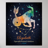 Capricorn Constellation Zodiac Aquarellgalaxie Poster (Vorne)