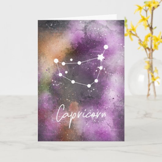 Capricorn Constellation Zodiac Galaxy Karte (Gelbe Blume)