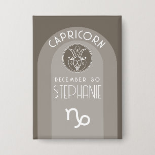 Capricorn Custom Birthday Zodiac - Modernes Design Button