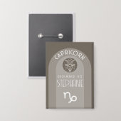 Capricorn Custom Birthday Zodiac - Modernes Design Button (Vorderseite/Rückseite)