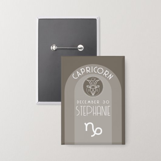 Capricorn Custom Birthday Zodiac - Modernes Design Button (Vorderseite/Rückseite)