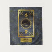 Capricorn Dark Zodiac Astrologie: Schwarzer Goldna Wandteppich (Vorderseite)