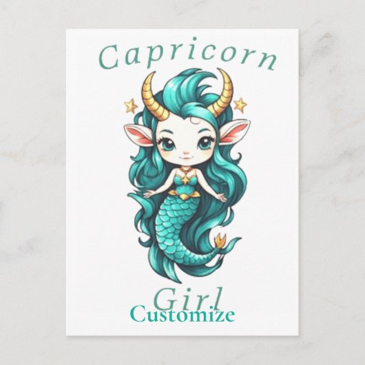 Capricorn Girl Mermaid Thunder_Cove Postkarte (Vorderseite)