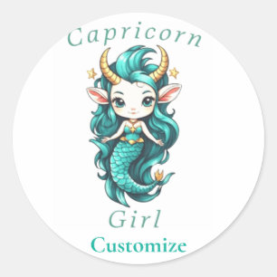 Capricorn Girl Mermaid Thunder_Cove Runder Aufkleber