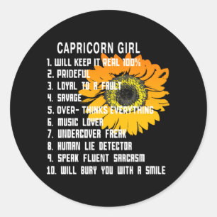 Capricorn Girl Runder Aufkleber