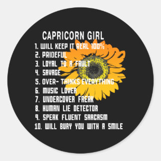 Capricorn Girl Runder Aufkleber