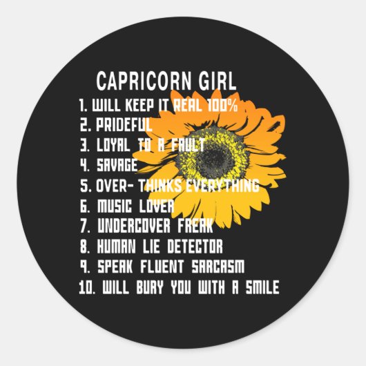 Capricorn Girl Runder Aufkleber (Vorderseite)