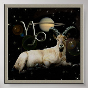 Capricorn Goat Saturn Print Poster
