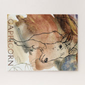 Capricorn goat zodiac black gold flowers planets puzzle (Horizontal)