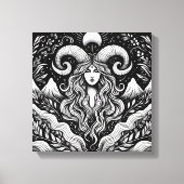 Capricorn Goddess Etching Canvas Wall Art Leinwanddruck (Vorderseite)