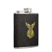 Capricorn-Gold auf Leder Flachmann (Rechts)