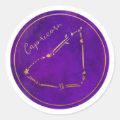 Capricorn Gold Foil Zodiac Constellation Runder Aufkleber (Vorderseite)