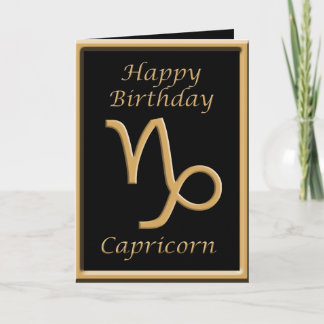 Capricorn Gold Symbol Black Birthday Grußkarte Karte