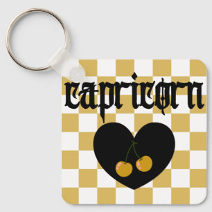 Capricorn Gothic Aesthetic Checkered Cherry Design Schlüsselanhänger