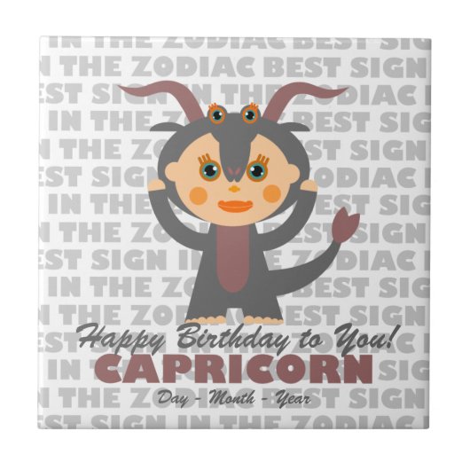Capricorn Happy Birthday Fliese (Vorderseite)