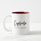 Capricorn Horoscope Modern Birthday Script Zodiac Zweifarbige Tasse (Links)