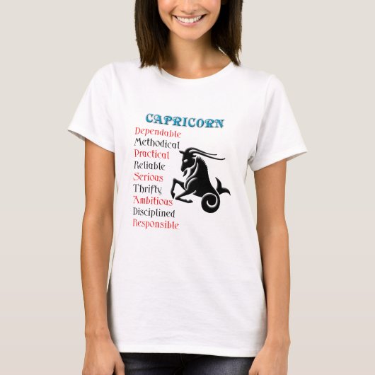 Capricorn Horoscope Zodiac-Zeichen T-Shirt (Vorderseite)