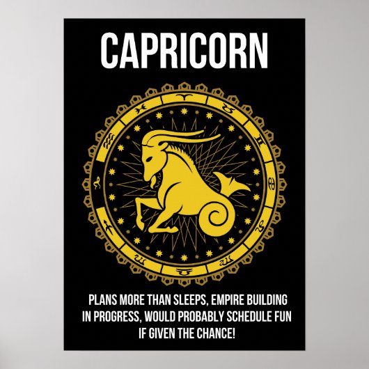 Capricorn - Horoskop, Funny Zodiac-Zeichen-Spaß Poster (Vorne)