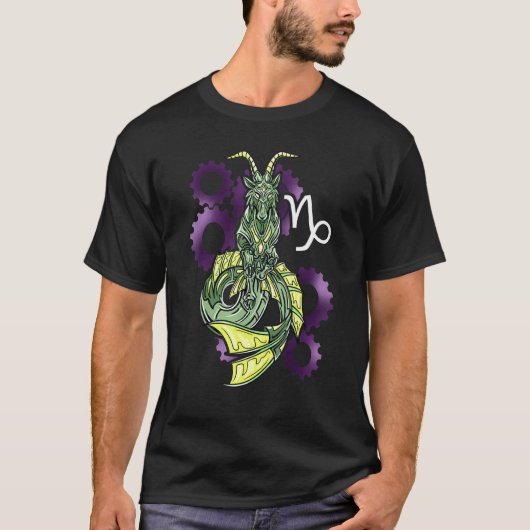 Capricorn Horoskop Inspiriert Capricorn Symbol Rel T-Shirt (Vorderseite)