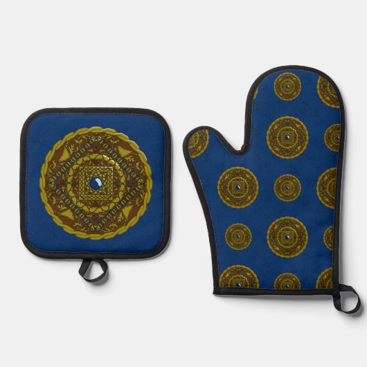 Capricorn Mandala Ofenhandschuh & Topflappen-Set (Vorderseite)