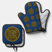 Capricorn Mandala Ofenhandschuh & Topflappen-Set (Vorderseite/Rückseite)