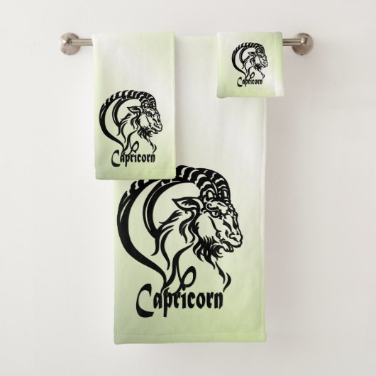 Capricorn-Meerziege Zodiac Green Badhandtuch Set (Insitu)