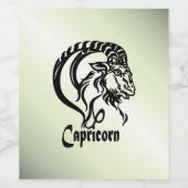 Capricorn-Meerziege Zodiac Green Weinetikett (Einzelnes Label)