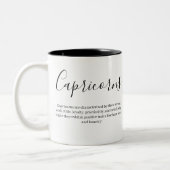 Capricorn-Merkmale und Zodiac-Zeichen Zweifarbige Tasse (Links)