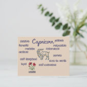 Capricorn-Merkmale Zodiac-Karte Postkarte (Stehend Vorderseite)