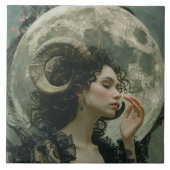 Capricorn Moon Astrologie Zodiac Keramik Tile Fliese (Vorderseite)