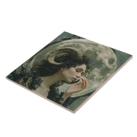 Capricorn Moon Astrologie Zodiac Keramik Tile Fliese (Seite)