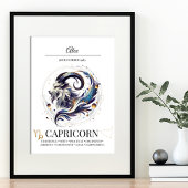 Capricorn Personalisiert Elegante Wasserfarben Poster