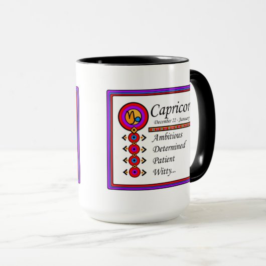 Capricorn Personality Tracks Designer Tasse (VorderseiteRechts)