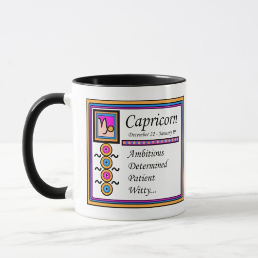 Capricorn Personality Traits 11oz. Combo Designer Tasse (Links)