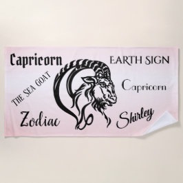 Capricorn Pink Zodiac Strandtuch