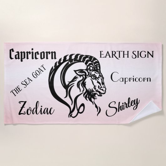Capricorn Pink Zodiac Strandtuch (Vorderseite)