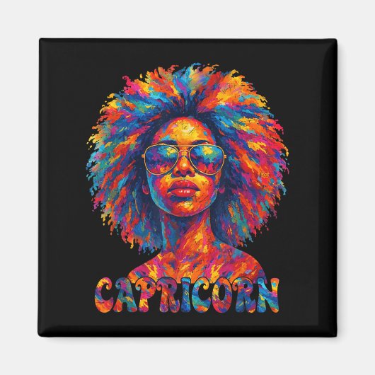 Capricorn Queen Afro Art African American Women Zo Magnet (Vorne)