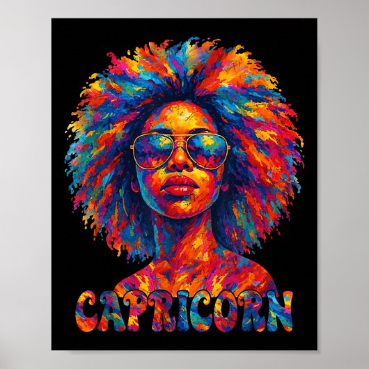 Capricorn Queen Afro Art African American Women Zo Poster (Vorne)
