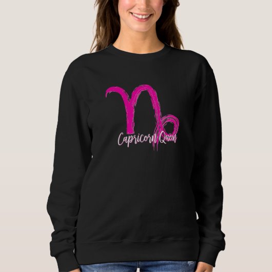 Capricorn Queen Symbol Rosa Sweatshirt (Vorderseite)