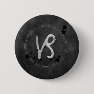 Capricorn schwarz & silber zodiac Konstellation gr Button