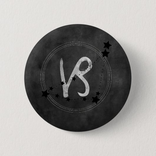 Capricorn schwarz & silber zodiac Konstellation gr Button (Vorderseite)