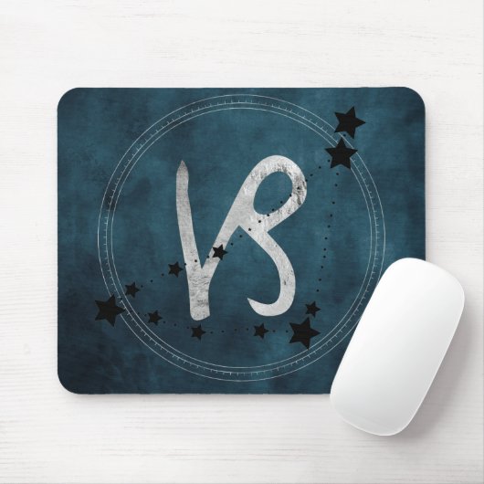 Capricorn Schwarz-Silber-Zodiakkonstellation aquam Mousepad (Mit Mouse)