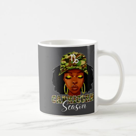 Capricorn Season Black Woman With Camo Hat Birthda Kaffeetasse (Rechts)