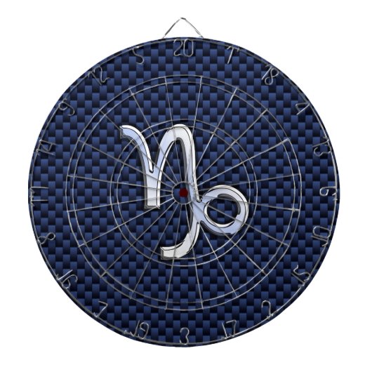 Capricorn Sign Navy Blue Carbon Fibre Style Dartscheibe (vorne)