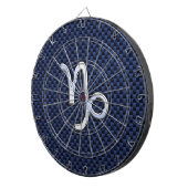 Capricorn Sign Navy Blue Carbon Fibre Style Dartscheibe (Vorderseite rechts)