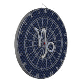 Capricorn Sign Navy Blue Carbon Fibre Style Dartscheibe (Vorderseite Links)