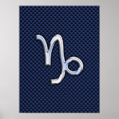 Capricorn Sign Navy Blue Carbon Fibre Style Poster (Vorne)